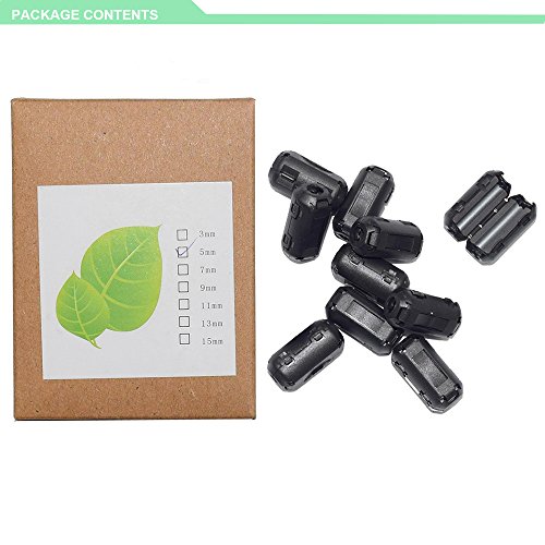 10er-Pack 5mm Durchmesser Schalter auf Ferrit Kern Kette Ringkerndrossel Cord RFI EMI Geräusch unterdrückungs-Filter für USB Audio Video Power HDMI VGA DVI Kabel Schwarz - 6
