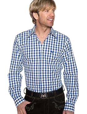 Edelheiss Herren Trachtenhemd langarm blau-dunkelgrün karo 111924