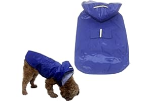 AIOELUV 1 Pieza Abrigo Impermeable para Perros Pequeños con Capucha Y Reflectores para Paseos Secos Y Seguros El Parque Canino Y Las Vacaciones Azul