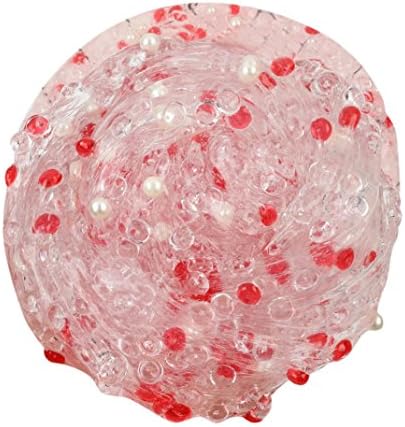 VENMO 120ml Mixing Color Clear Slime Jelly with Beads In a Tub No Borax Safe And Non Toxic DIY Playdough Clay Toy For Kids (Red)