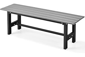 ‎COSTWAY COSTWAY Gartenbank wetterfest, 2-Sitzer Sitzbank bis 300kg belastbar, Allwetter-Parkbank aus HDPE, Terrassenbank ohne Rückenlehne für Garten, Park, Balkon, 120 x 36 x 40,5 cm (Grau)