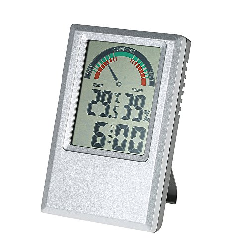 KKmoon Celsius / Fahrenheit Digital Thermo-Hygrometer mit Wecker, Temperatur Feuchtigkeitsmesser Thermometer Hygrometer, Kann Max Min Wert und Komfort Ebene Anzeigen - 2