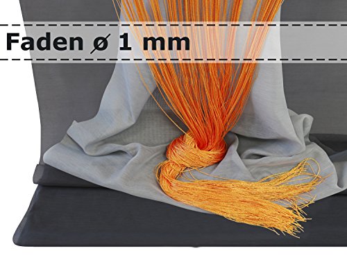 Filigraner Fadenvorhang – Wohndekoration in modernem Design – eleganter Store in 4 verschiedenen Unifarben – mit einer Stoffbreite von ca. 90 cm und einer Stoffhöhe von 220 cm, terra - 4
