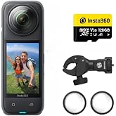 insta360 X4 Motosiklet Paketi - 8K Su Ge&ccedil;irmez 360 Aksiyon Dijital Kamera, 4K Geniş A&ccedil;ılı Video, &Ccedil;ıkarılabilir Lens Korumalar