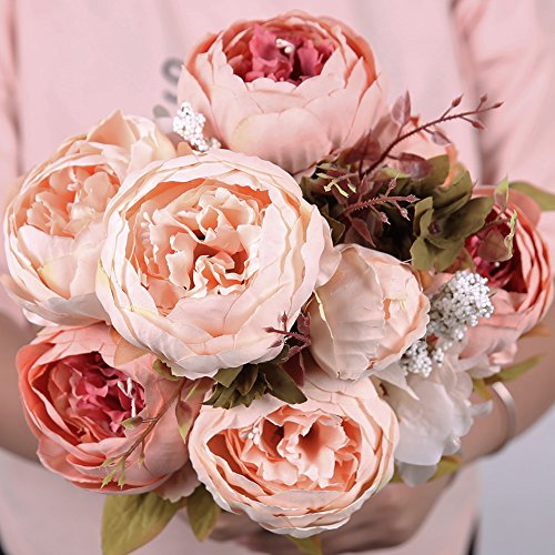 Luyue Schön Künstlich Blumen Pfingstrosen Künstliche Blume Blumenstrauß Für Hochzeit Party Fest Haus Büro Bar Dekor Rosa - 2