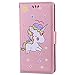 Produktbild CXTcase Huawei P9 Lite Hülle, PU Leder Flip Case Wallet Tasche mit Silikon Magnet Kartenslot Standfunktion Schutzhülle Handyhülle für Huawei P9 Lite Einhorn Glitzer Rose Gold (Pink)