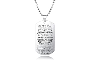 Blerameng To My Son I Want You To Believe Love Dad Dog Tag Military NavyAir Force Necklace Ball Chain Gift for Best Son Birthday Graduation Stainless Steel