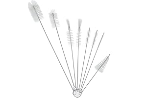 ZHIYE 8 pcs Pipe Cleaning Brushes Set, Pipe Tube Brush, Long Nylon Drinking Straws Cleaner Brush for Baby Bottles Straws Keyboards, Funnel Teapot Nozzle Cleaner