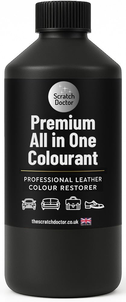 Scratch Doctor All in One Leather Colourant Self Seal Leather Dye Repair Paint for Furniture, Sofas, Car Seats (Black, 250ml)