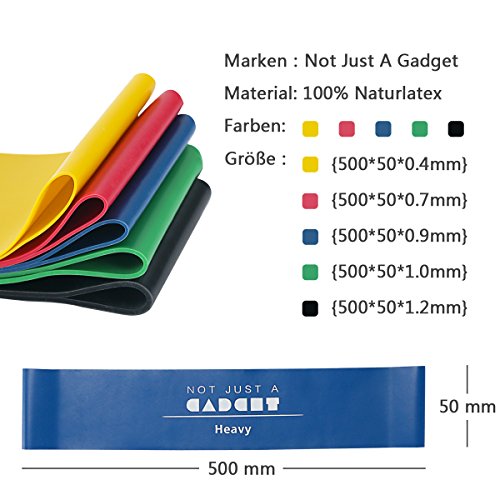 Fitnessbänder / Widerstandsbänder Aus 100% Naturlatex – Gymnastikbänder für Yoga, Pilates, Reha – 5 verschiedene Fitnessbänder in einem Set (Leicht, Mittel, Schwer, X-Schwer und XX-Schwer) – Not Just A Gadget - 2
