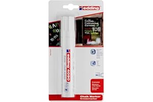 ‎EDDING edding 4090 Kreidemarker - weiß - 1 Kreidestift - Keilspitze 4-15 mm - breiter Kreidestift für Tafel abwischbar - zum Beschriften von Fenster, Glas, Spiegel - Tafelstift mit deckenden Farben