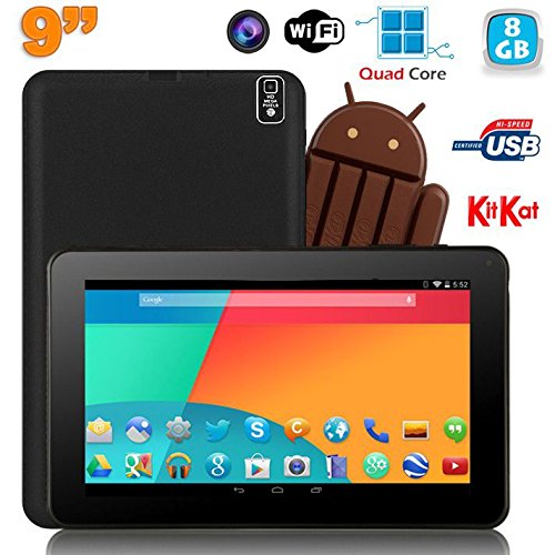 détail Tablette tactile 9 pouces Android 4.4 Bluetooth Quad Core 8Go Noir