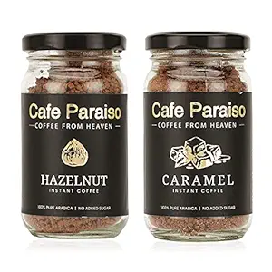 Cafe Paraiso Hazelnut & Caramel Combo Instant Premium Flavored Arabica Coffee - 60g Each