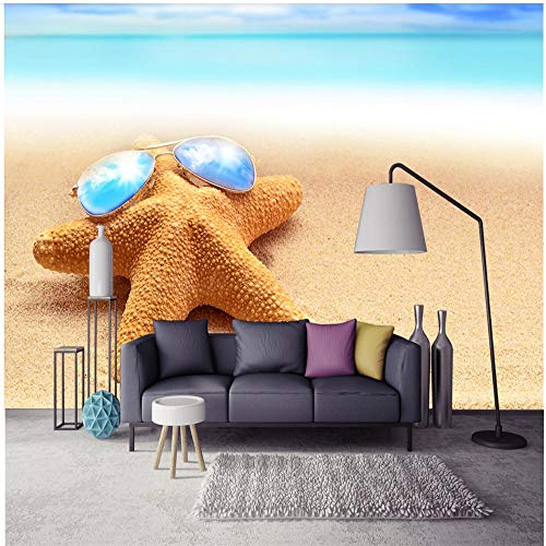 Preisvergleich Produktbild Fototapete 3D Effekt Vliestapete Seestrand Seestern Wandgemälde Moderne Wanddeko Design Anpassbare Wandbilder