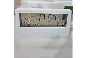 VINIFREDY Creative LED Transparent Alarm Clock Luminous Multifunction Alarm Clocks Weather Temperature and Humidity Desktop Ornament Clock (Transparent LED See Through)