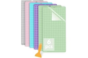 Jerilla 6pcs Cutting Mat for Cricut 12x24 inch StandardGrip/LightGrip/StrongGrip/FabricGrip Cutting Mats Set Adhesive Sticky Cutting Mats for Cricut Maker/Explore One/Air/Air 2 with Scraper