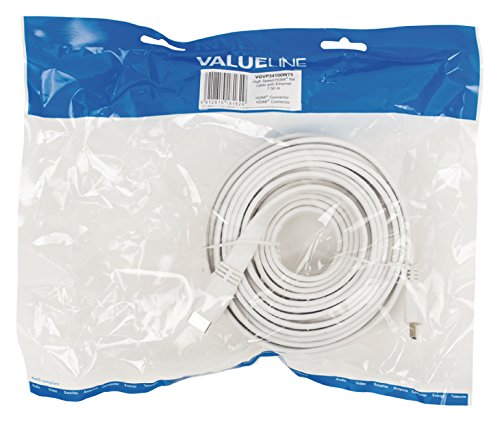 Valueline VGVP34100W75 High- Speed- HDMI Flachkabel mit Ethernet (Stecker auf Stecker, 7,5m) weiß - 4