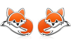 LINSTER Boucles d'oreilles renard pour filles en argent sterling 925 hypoallergénique Boucles d'oreilles renard mignon renard animal dessin animé bijoux cadeaux d'anniversaire pour femmes filles adolescents