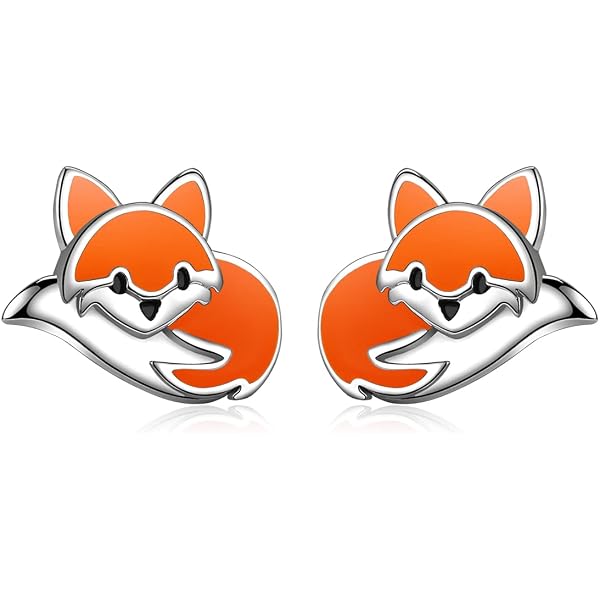 Boucles D'oreilles Créoles Renard En Argent Sterling 925 - Fait Main, Pendantes, Neuves Sans Emballage