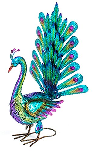 Gartenvogel Deko-Vogel Pfau "Elsa" Metall glänzend bunt 60 x 71 cm