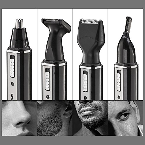 Nasen Trimmer, [Neueste Version] 4 in 1 Wiederaufladbarer Nasen Haarschneider / Nasen-ohr Trimmer / Bart Trimmer / Koteletten Trimmer / Augenbraue Trimmer Edelstahl & Wasserbeständig für Nass und Trocken - 5