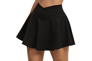 HAWILAND Gonna da tennis da donna – Gonna da crossover a vita con scollo a V e tasche, gonna da golf per ciclismo, escursionismo, corsa