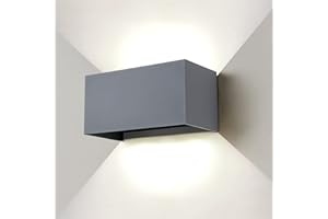 ENCOFT 24W Applique Murale Interieur Exterieur COB LED, Éclairage Luminaire Murale Angle Réglable en Aluminium IP65 Étanche, Lumière Blanc Froid 6000K pour Couloir Jardin Chambre, Gris
