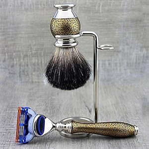 Haryali London 5 Edge Shaving Razor With Black Badger Hair Brush, Stand and Alum Perfect Shaving Kit For Mens - Image 2