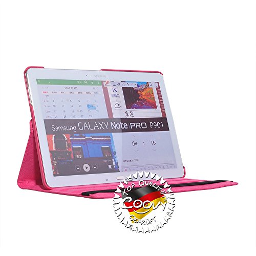 COOVY® 360° ROTATION COVER FÜR SAMSUNG GALAXY NOTE PRO 12.2 SM-P900 SM-P901 SM-P905 SMART HÜLLE TASCHE ETUI CASE SCHUTZ STÄNDER Farbe hotpink - 4