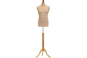 ACE OF SPACE Tailors Dummy Male Dressmakers Fashion Mannequin Students Cream With Lightwood Stand