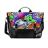 Voyager Camping Ordinateur Portable Ordinateur Casual Toile Cartable Graffiti Crâne Singe Drôle Coloré Lac pour Hommes Femmes Étudiant Messenger Sac Sac À Bandoulière