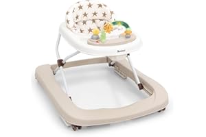 Baninni Miro Trotteur Bébé avec plateau multi-activités interactive avec musique amovible, Trotteur bébé réglable en hauteur et facilement pliable, jusqu'à 12 kg,Gris