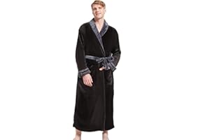 FashGudim Mens Robes Big and Tall Full Length Plush Fleece Long Robe for Men Bathrobe Shawl Collar Warm Winter House Robes