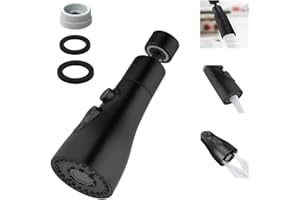 YDHfdc Wasserhahn Ersatz Brausekopf 360°Drehbare 3 Modi Schwenkbar Wasserhahn Aufsatz Brausekopf Küchenarmatur mit Adapter für FM22 Küchenarmatur Sprühkopf (Schwarz)