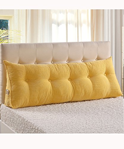 JIANFEI Kopfbrettkissen Dreieck Bedside Kissen Mehrzweck Rein / einfach Bett Kopf Stützkissen Single Doppelt Weiche Tasche Große Größe Rückenlehne Lesen Mit Soft Cover Abnehmbar Schlafzimmer ( Farbe : Gelb , größe : 120*25*50cm )