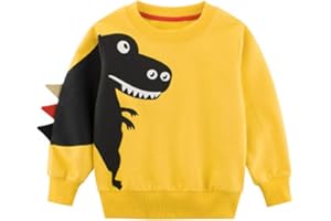 SUPFANS Boys Cute Dinosaurs Sweatshirts Pullover Jumper Cotton T-Rex Long Sleeve Tops Toddlers T-Shirt