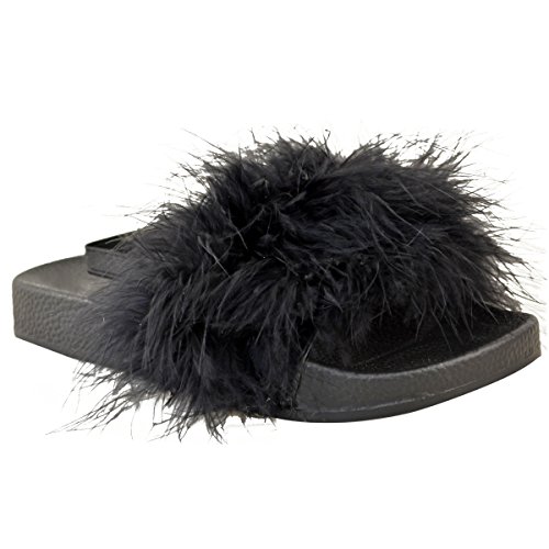girls fur sliders