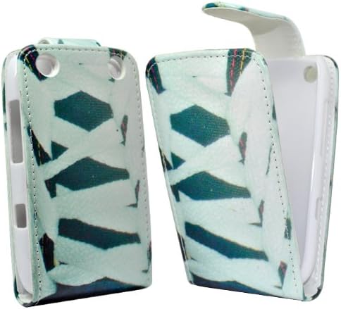 Phonedirectonline - Green ' Rope' flower design leather Case Cover Pouch For Blackberry curve 9320