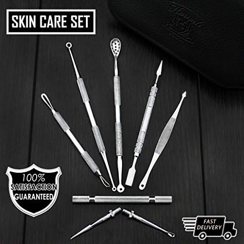 Professional Blackheads Whiteheads Remover Extractor Facial Tool -Flat and Round Wired Ends - Stainless