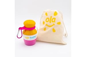 Pink Bag Bundle Solar Buddies Refillable Roll On Sunscreen Suncream Applicator Bag Bundle With Applicator Carabina Clip For Families, Kids, Adults, Travel set With Free Sticker Set (Pink)