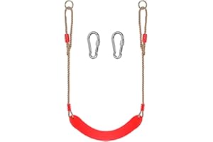 WAREMAID Altalena per Bambini, Sedile Altalena con Corda Regolabile e Gancio, Set Altalena per Giardino Interno ed Esterno, Rosso
