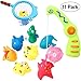Produktbild iBaseToy Bad Angeln Spielzeug mit Schwimmenden Fisch Badespaß Zeit, Fangen Sie Niedlichen Fisch in der Badewanne mit Magnetic Angel Rod - Enthält 8 Fische, Angelrute, Netz und Aufbewahrungstasche