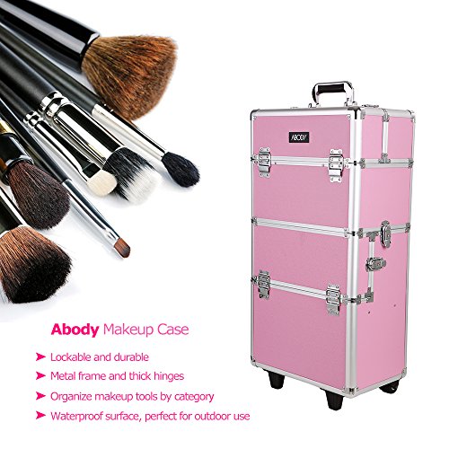 Abody Cosmetic Zug-Kasten-Verfassungs-Speicher-Organisator Ausziehbare Maskenbildner Fall Rollen Locking Fall mit Tabletts Schwarz - 9