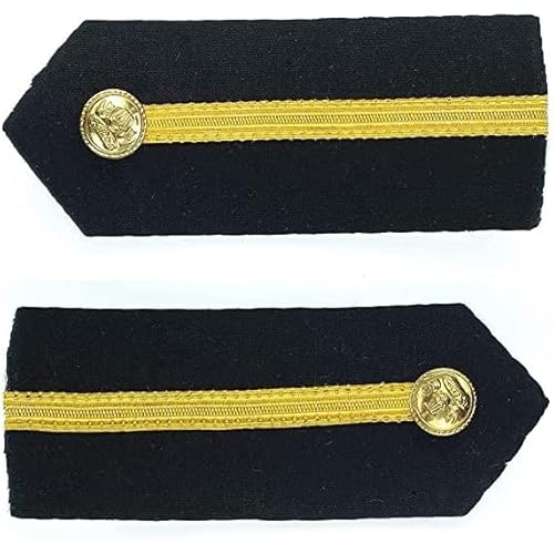 MarinersApp Hard Epaulettes | Uniform Accessory | Professional Emblem | Sturdy & Washable Single Gold Stripe Shoulder Insignia For Marine Engineer | Unisex Epaulet For Merchant Navy Deck Cadet | Set 2