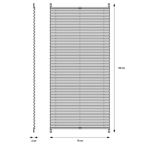 ECD Germany Plissee 70 x 150 cm Weiß Klemmfix ohne Bohren für Sonnen- und Sichtschutz Weiß inkl. Befestigungsmaterial EasyFix Jalousie Verdunklungsrollo Rollo - 2