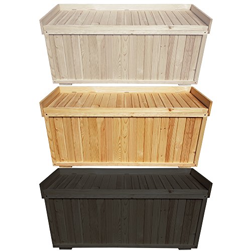 proheim Auflagen-Box mit Sitz aus 100% FSC Holz stabile Universal-Box Kissen-Box Sitzbank, Farbe:Natur, Größe:122 x 41 x 56 cm - 5