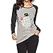 Produktbild Tianwlio Damen Lässige Langarmshirt Hoodie Pullover Mode Weihnachten Schneemann T-Shirt Bluse Tops mit Sieben Vierteln Gedruckt Blusen Schwarz S
