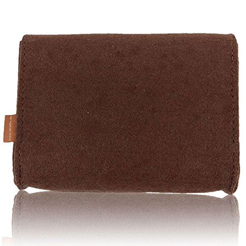 Täschchen Mini Hülle Tasche aus Filz für Zubehör und Accessoires (Netzteil, PC Maus, E-Zigarette, Kosmetik) Braun - 3