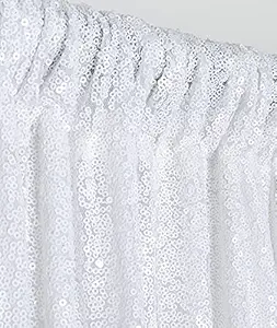 ShinyBeauty Sequin Backdrop 4FTx8FT White Backdrop Curtains Photography Backdrop Sequin Fabric Backdrop for Wedding Party Birthday Prom Photo Backdrop