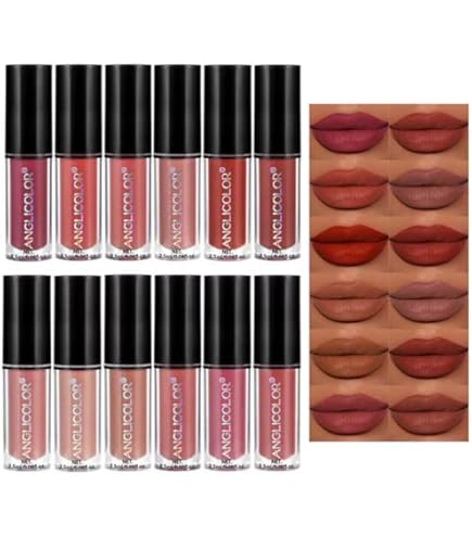 12 Pezzi Rossetto Liquido Opaco Vellutato Matita Per Labbra 6 Pezzi Kit Lucidalabbra Lunga - Foto 11